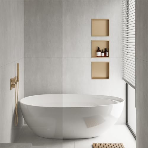 Recessed Niche Shower, Square Shower Caddy for Bathroom Storage, 304 Stainless Steel Shelf Insert, No Tile Needed,Gold - color: Gold