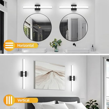 Modern Black Vanity Light Bar 24 Inch, 16W 5CCT Dimmable Bathroom Light Fixtures LED Wall Lighting Fixture - color: Black, size: 24 inch