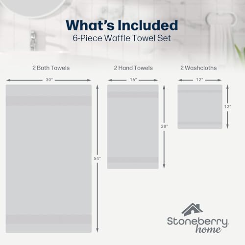 Stoneberry Home® 6-Piece Waffle Towel Set Cotton Cobalt - color: Cobalt