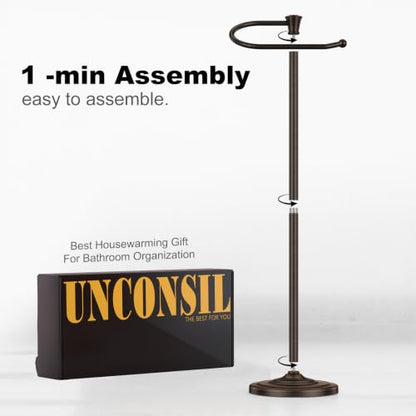Toilet Paper Holder Free Standing, 25” H Stainless Steel Oil Rubbed Bronze Toilet Paper Stand, Weighted Base Floor Tissue Roll Holder for Bathroom,Toilet Roll Stand - color: Oil Rubbed Bronze