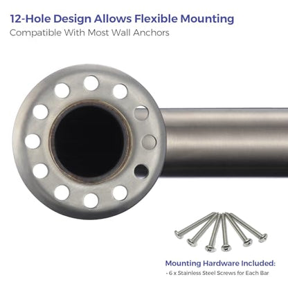 Stardrix 24-Inch ADA Compliant Grab Bar, 1.5" Diameter, Concealed Mounting Flanges, Handicap Friendly, Commercial & Residential Bathrooms, Brushed Stainless Steel - color: Brushed, size: 24"