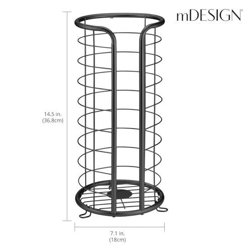 mDesign Metal Toilet Paper Holder Stand - Storage Reserve for 3 Rolls of Toilet Tissue - Freestanding Toilet Paper Holder - Stylish Bathroom Floor Toilet Paper Stand - Omni Collection - Matte Black - color: Matte Black