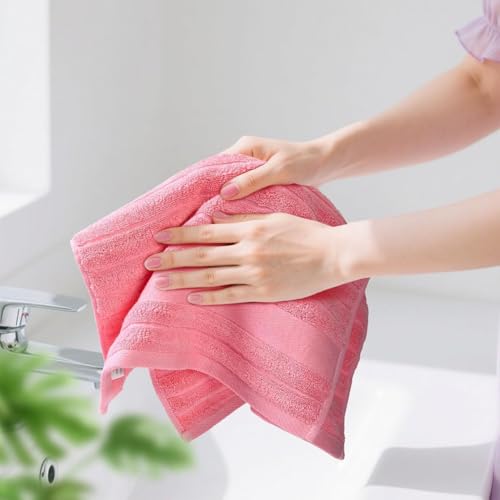 Jacquotha 2-Pack Hand Towels for Bathroom (Pink) Ribbed | Cotton Face Towel for Women Girls, 13” x 29”, Soft and Quick Drying 480 GSM - color: Pink