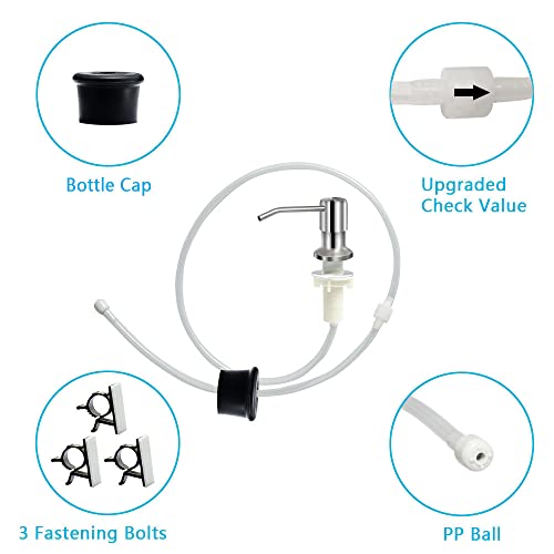 Soap Dispenser for Kitchen Sink, Brushed Nickel Countertop Soap Dispenser Pump, 47" Silicone Extension Tube Connect to The Soap Bottle Directly, Say Goodbye to Frequent Refills (Brushed Nickel) - color: Brushed Nickel