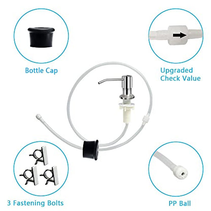 Soap Dispenser for Kitchen Sink, Brushed Nickel Countertop Soap Dispenser Pump, 47" Silicone Extension Tube Connect to The Soap Bottle Directly, Say Goodbye to Frequent Refills (Brushed Nickel) - color: Brushed Nickel