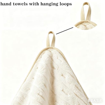 3 Pack Microfiber Hand Towels for Bathroom with Hanging Loops Quick Dry Small Towel Set for Bathroom Kitchen 14 x29.6inch(Beige) - color: Beige