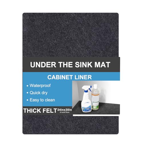 Under The Sink Mat,Cabinet Mat – Absorbent/Waterproof – Protects Cabinets, Premium Shelf Liner, Contains Liquids,Washable (24"×30") - size: 24"W x 30"L