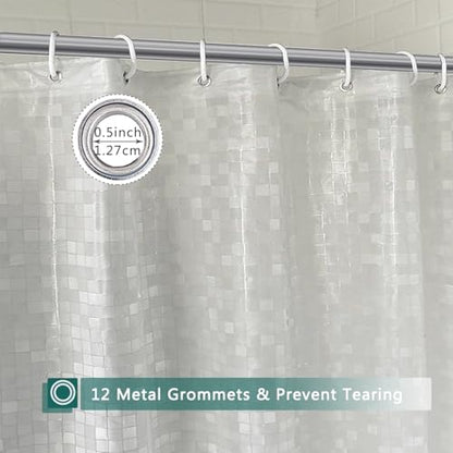 Shower Curtain Liner, 100% Waterproof Peva Shower Curtains with 3 Duty Heavy Bottom Magnets and 12 Rust Proof Grommets, 72x72 Weighted Shower Liner for Shower Stall, Bathtubs - color: 3d Square