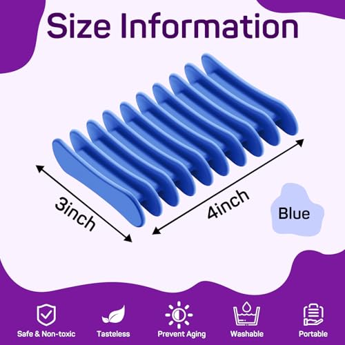 2 Pcs Self Draining Silicone Soap Holder - Waterfall Design Soap Dishes for Bathroom, Keeps Soap Bars Dry & Clean (Blue) - color: Blue