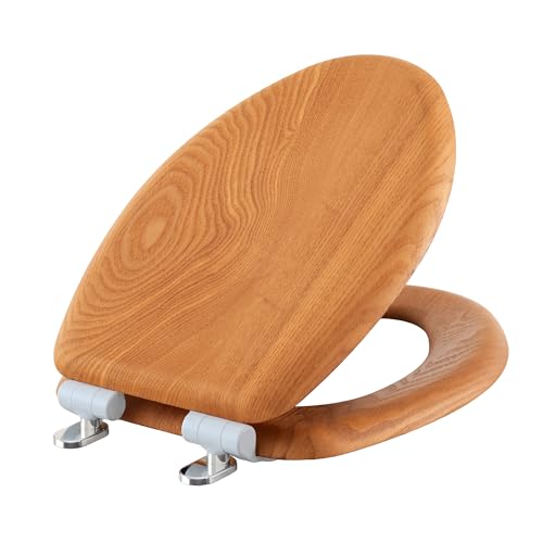 Wood Toilet Seat, Oak, Elongated, Soft Close | Magnetic Quick-Release for Easy Cleaning, Arch-Tite Never Loosens, Adjustable Fit - size: Elongated