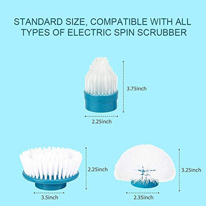 Replacement Brush Heads for Hurricane Spin Scrubber with Multi-Function Set of 3（Flat,Dome,Corner） and Adapter for Bathroom, Floor, Wall and Kitchen