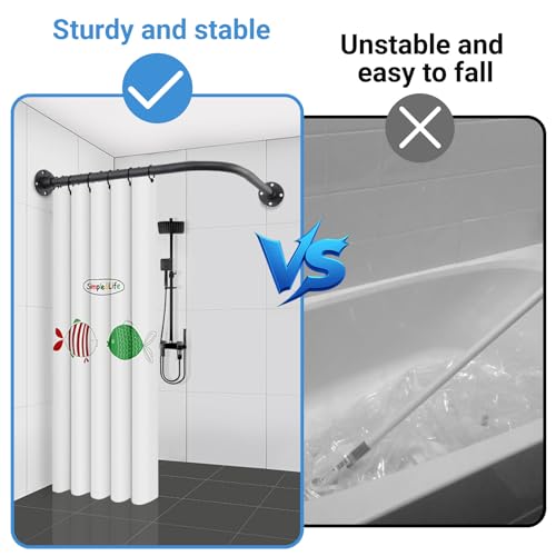 L Shaped Shower Curtain Rod, Adjustable Corner Shower Rod(23.6"-33.5"x23.6"-33.5"), Wall Mounted Half Circle Shower Curtain Rod for Bathroom,Clothing Store,Locker Rooms,Private Space, Need to Drill - size: S