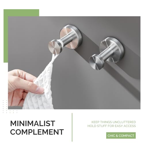 Angle Simple Brushed Nickel Bathroom Towel Hook, Robe Coat Holder, 2 Pack | SUS304 Stainless Steel, Heavy Duty Wall Hook for Clothes Shirt Scarf, Screw Mount - color: Brushed Nickel, size: 2 Pack