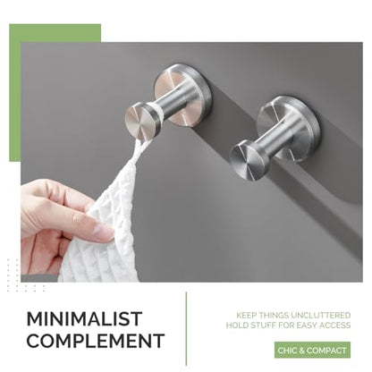 Angle Simple Brushed Nickel Bathroom Towel Hook, Robe Coat Holder, 2 Pack | SUS304 Stainless Steel, Heavy Duty Wall Hook for Clothes Shirt Scarf, Screw Mount - color: Brushed Nickel, size: 2 Pack