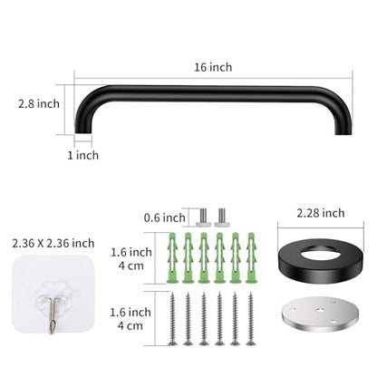 ZUEXT 16 Inch Oil Rubbed Black Stainless Steel Shower Grab Bar, Bathroom Safety Hand Rail, 500 Lbs Pull Force, Concealed Mount, Modern Sleek Style - color: Black, size: 16 Inch