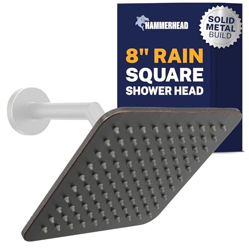 HammerHead Showers Solid Metal 8 Inch Square Rainfall Shower Head, High Flow Shower Head Optimized for Pressure, Oil Rubbed Bronze, 2.5 GPM - color: Oil Rubbed Bronze