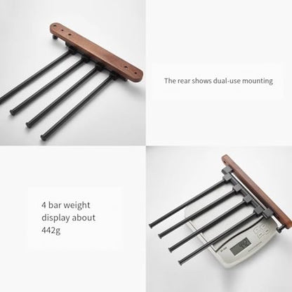 Wood Swivel Towel Rack Wall Mounted, 2-5 Arm Rotating Towel Bar Holder for Bathroom Kitchen, Rustproof Aluminum Alloy and Wood Towel Hanger Organizer(2) - size: 2