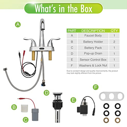 Homewerks 26-B423S-HW Two-Handle 4" Centerset Touchless Chrome Bathroom Faucet - color: Chrome