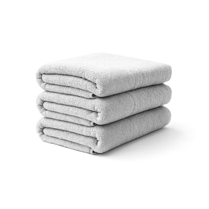 Combo Luxury Color Bath Towels Set 3 Pcs, Bamboo Hotel Large Towels for Bathroom, Thick Bathroom Sets of 3 Bath Towels (3, Gray 28, Large) - color: Gray 28