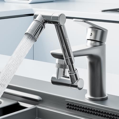 1440° swivel faucet extender, sink faucet aerator extender, swivel extendable filter, with 2 modes splash guard multi-functional universal mechanical arm suitable for kitchen/bathroom/toddlers