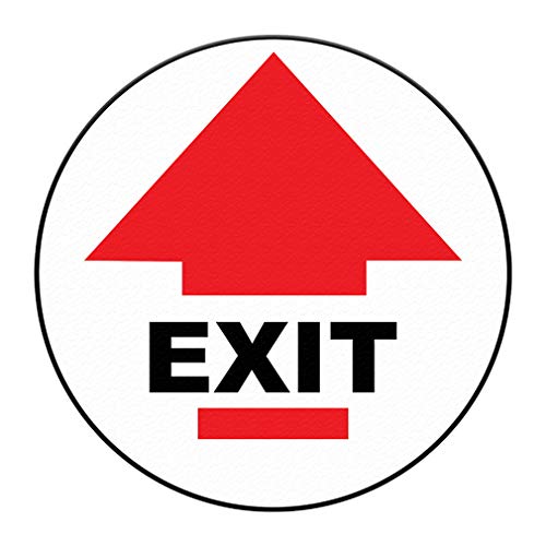 Floor Decals Exit Red Black Anti-Slip Round Shape D 24 in Longer Side | Exit Sign Sticker Business Industrial Signs Stickers