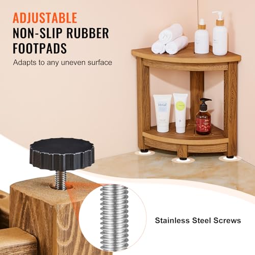VEVOR 16.5" Shower Stool, HDPS Waterproof Shower Bench for Inside Shower, 350lbsCorner Shower Stool for Shaving Legs, Plastic Shower Seat with Storage Shelf for Inside & Outside Shower