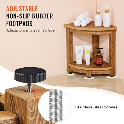 VEVOR 16.5" Shower Stool, HDPS Waterproof Shower Bench for Inside Shower, 350lbsCorner Shower Stool for Shaving Legs, Plastic Shower Seat with Storage Shelf for Inside & Outside Shower