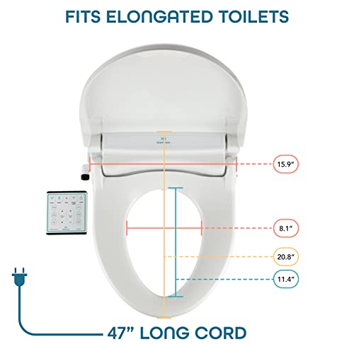 BidetMate 1000 Series Electric Bidet Toilet Seat, Heated Water, Remote | Instant warm-water wash, heated seat, air dryer, and self-cleaning nozzle. Wireless remote. Fits elongated toilets. - style: 1000 Series | Elongated | Remote