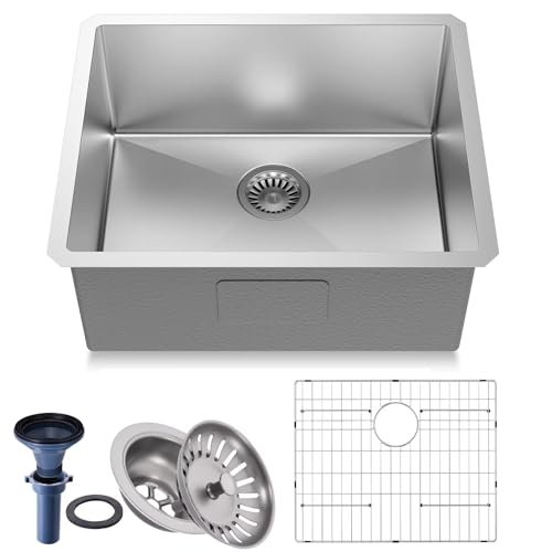 23" Undermount 18 Gauge 304 Stainless Steel Single Bowl Kitchen Sink with Accessary in 23"Lx18"Wx10"D - size: 23"L x 18"W x 10"D Single Bowl