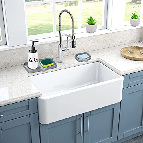 Kitchen Sink Tray,3 Pcs Silicone Sponge Holder for Kitchen Sink Organizer, Kitchen Soap Tray Self Draining Soap Dish for Bathroom - color: Gray-3 Pcs