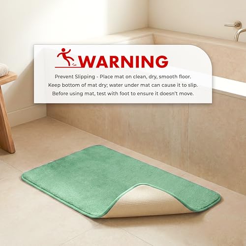 American Soft Linen 21x32 Fluffy Foamed Slip Reducer Bath Rug, Machine Washable Area Bath Mat Rugs for Bathroom, Sage - color: Sage Green, style: 21x32" Fluffy Foamed Bath Mat