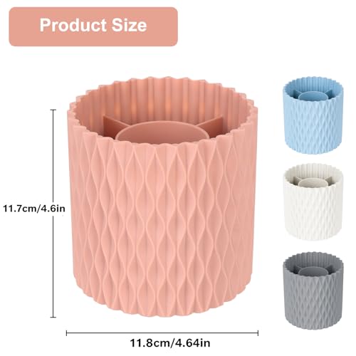 Makeup Brush Holder Organizer - 360° Rotating, 5-Slot Brush Cup for Cosmetics, Lipsticks, Pens | Vanity & Desk Organizer (Pink) - color: Pink