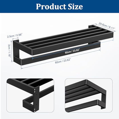 Matte Black Towel Rack 23.6-inch Towel Bar Double Towel Holder Stainless Steel Bathroom Hardware Accessories Set - color: Matte Black, size: 23.6inch