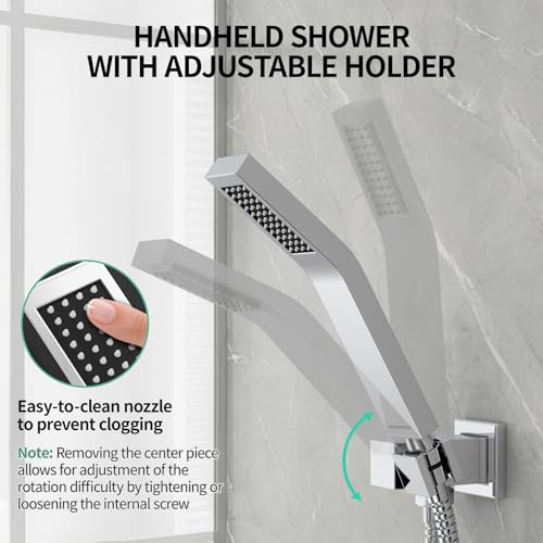 SR SUN RISE SRSH-C1003 Ceiling Mount Bathroom Luxury Rain Mixer Shower Combo Set Rainfall Shower Head System 10 Inch Polished Chrome (Contain Shower Faucet Rough-In Valve Body and Trim） - color: Polished Chrome, style: 10 inch