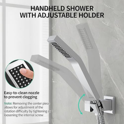 SR SUN RISE SRSH-C1003 Ceiling Mount Bathroom Luxury Rain Mixer Shower Combo Set Rainfall Shower Head System 10 Inch Polished Chrome (Contain Shower Faucet Rough-In Valve Body and Trim） - color: Polished Chrome, style: 10 inch