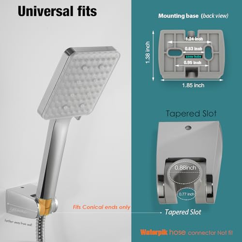 Hand held Shower Head Holder- 5 Angles Adjustable - Screw Mount for Permanent Fixture -Bathroom Wall Mount Shower Wand Holder - (Polished Chrome)