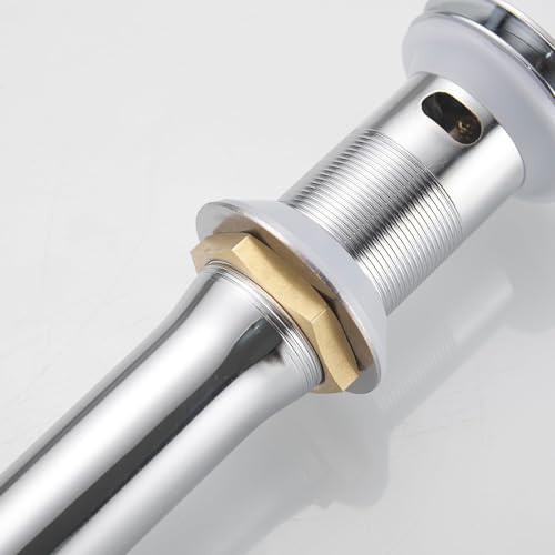 Bathroom Sink Drain, 1-1/2" to 1-3/4", Chrome | Bathroom Sink Stopper with Overflow Pop Up Drain Assembly Stopper Vessel Vanity Lavatory Commercial Bath Brass - color: Chrome