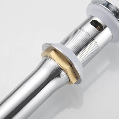 Bathroom Sink Drain, 1-1/2" to 1-3/4", Chrome | Bathroom Sink Stopper with Overflow Pop Up Drain Assembly Stopper Vessel Vanity Lavatory Commercial Bath Brass - color: Chrome