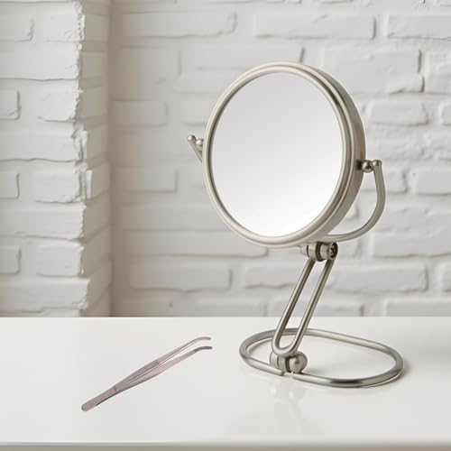 JERDON Compact Magnifying Mirror - Folding 3" Travel Mirror with 15X & 1X Magnification - Model MC315N | Folding Compact for Travel, 1X Reverse Side, 7" Open Height - size: 1"L x 3"W