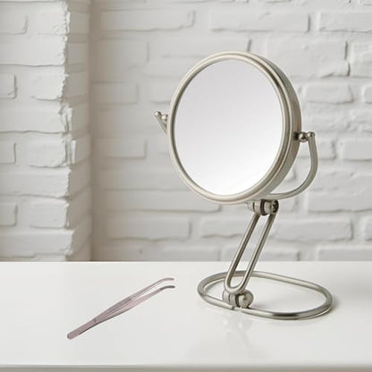 JERDON Compact Magnifying Mirror - Folding 3" Travel Mirror with 15X & 1X Magnification - Model MC315N | Folding Compact for Travel, 1X Reverse Side, 7" Open Height - size: 1"L x 3"W
