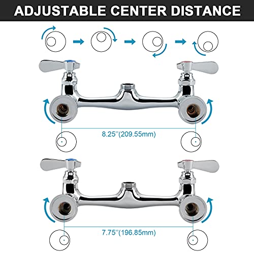 Commercial Sink Faucet with Sprayer 36 Inches Height Wall Mount Kitchen Sink Faucet with Pull Down Pre-Rinse Sprayer and 12" Swivel Spout 8 Inch Center for Compartment Sink - size: Wall 36 Inches