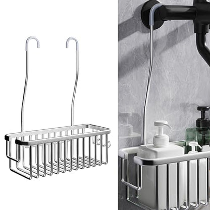 Shower Caddy Hanging, Hanging Shelf over Shower Door Caddy Rack Bathroom Storage Rack Shampoo Bracket Hung on the Bar