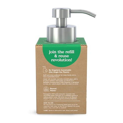 Grove Co. Glass Foaming Hand Soap Dispenser with Stainless Steel Pump, 12oz | Pair with our Foaming Soap Refills; Stainless Steel Pump; No plastic waste; Reusable dispenser - color: Clear, size: 12 Ounce