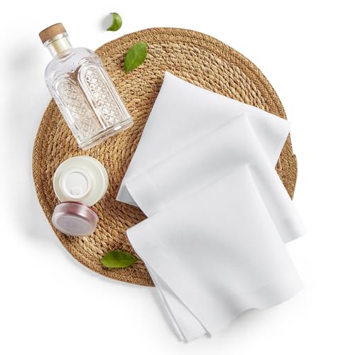 Solino Home 100% Pure Linen Wash Cloths White, Bath 12 x 12 in, Set of 3 | Linen Face Washcloths gentle on skin, absorbent and quick drying for daily washing | soft plain weave | OEKO-TEX Certified - color: White, size: Wash Cloths - 12 X 12 Inch