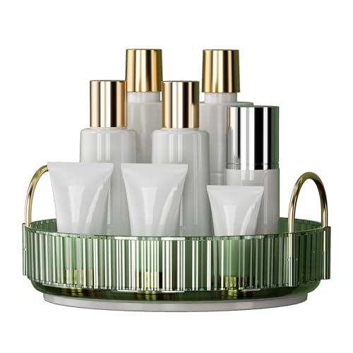 YCIA&DONE 360 Rotating Makeup Organizer and Storage for Vanity Countertop 1 Tier, High Capacity Cosmetic Skincare Perfume Organizers for Dresser Bathroom Fridge Lazy Susan (Vintage Green) - color: Vintage Green, size: 9" (1 Tier)