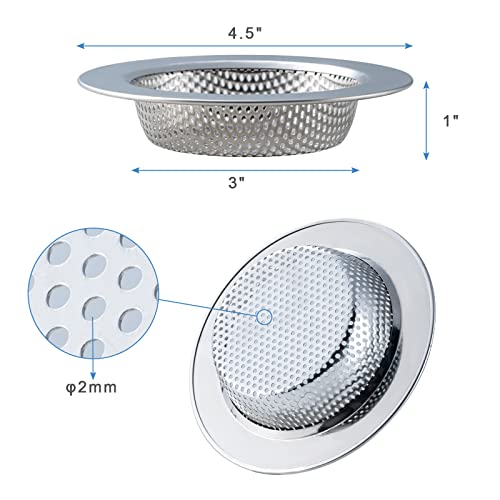 2 Pcs Sink Strainer Double-Layer Safe Design for Kitchen Sink Drain Basket | Upgraded Double-Layer Safe Kitchen Sink Strainer, No Finger Cuts, 4.5 Inch Outer Diameter, Fits Most Sinks - color: Silver(2 Pcs)