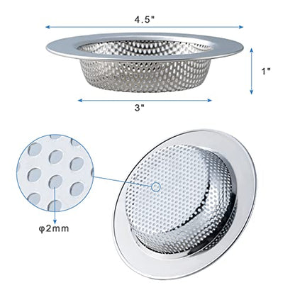 2 Pcs Sink Strainer Double-Layer Safe Design for Kitchen Sink Drain Basket | Upgraded Double-Layer Safe Kitchen Sink Strainer, No Finger Cuts, 4.5 Inch Outer Diameter, Fits Most Sinks - color: Silver(2 Pcs)
