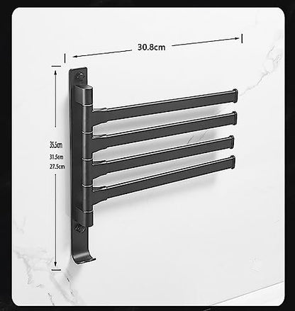 Swivel Towel Rack 180° Towel Rack/Black Rotating Towel Bar Movable Wall Hanging Punch/Free Punch Dual-use Bathroom Storage Rack 2/4/5/arm Towel Holder (Color : Black3 Rod) - color: Black3 Rod