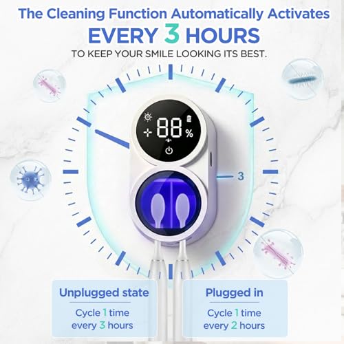 UV Toothbrush Sanitizer Holder 600mAh，Fast Charge&Auto-Inductive | portable design with usb-c fast charging, suitable for home & travel. ideal for couples, families, bathrooms, rvs and dorms.