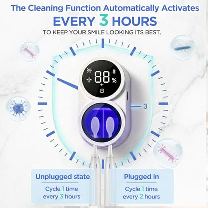UV Toothbrush Sanitizer Holder 600mAh，Fast Charge&Auto-Inductive | portable design with usb-c fast charging, suitable for home & travel. ideal for couples, families, bathrooms, rvs and dorms.